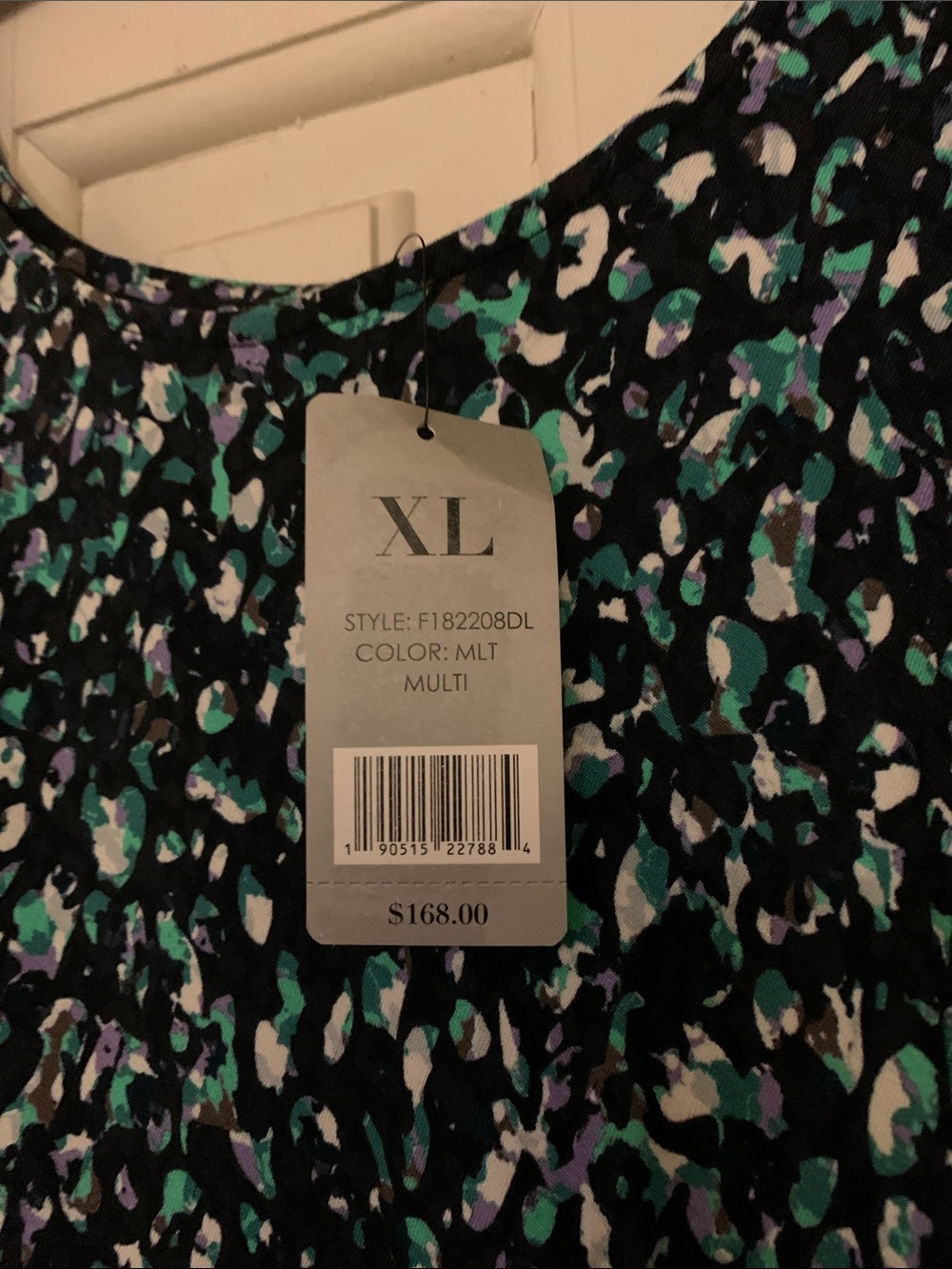 Women's Multi-Color Printed Dress in Black, Teal & Purple - XL